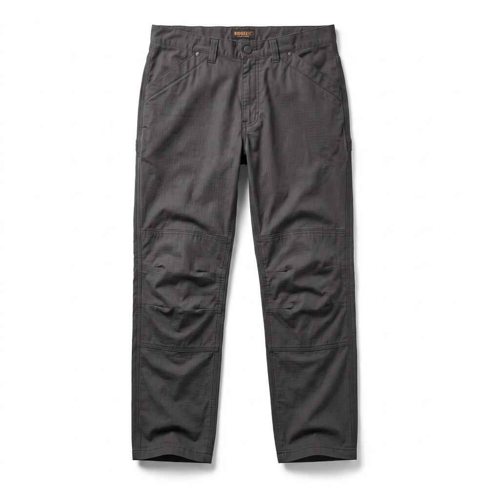 Ridgecut Pants Mens 44x30 Gray Rip Stop Straight Double Knee Tough Workwear